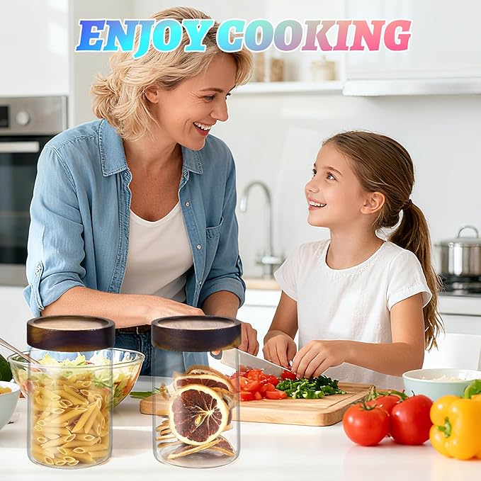 Glass Spice Jar Coffee Sugar Container Airtight Glass Jar Food Storage Canisters Bottle for Kitchen Seasoning Tea Herb Overnight Oats Bar Parfait Snacks (900ml/30oz-1Pcs)