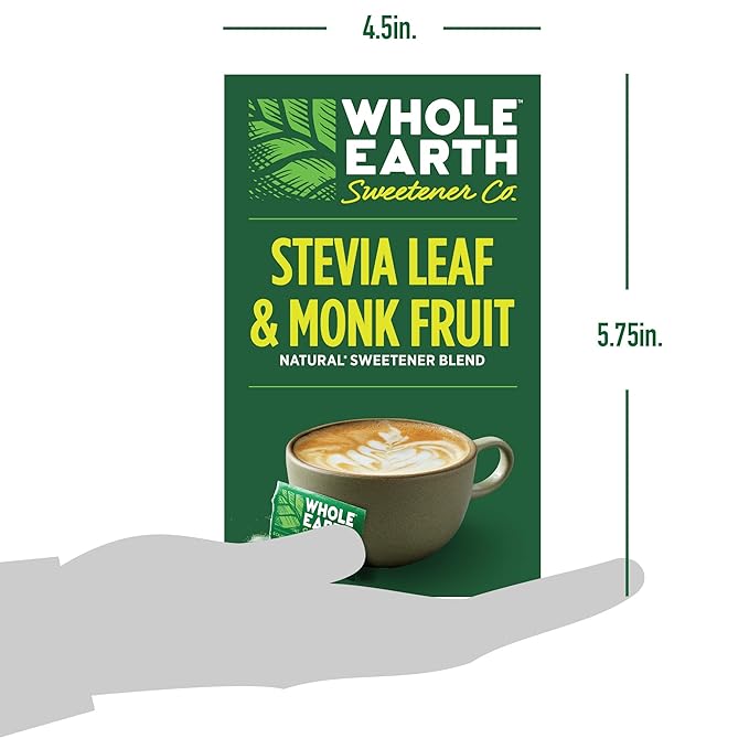 Whole Earth Sweetener Co. Stevia & Monk Fruit Sweetener, Erythritol Sweetener, Stevia Packets, Sugar Substitute, Natural Sweetener, 80 Count (Pack of 12), Packaging may vary