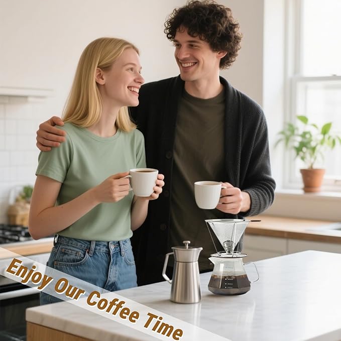 Pour Over Coffee Filter, CHDEXU Stainless Steel Coffee Dripper with Stand, Paperless Reusable Filter with Removable Cup