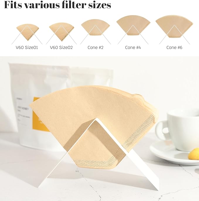 White Metal Coffee Filter Holder - Cone Coffee Filters #4, Countertop Holder, Cafe Aesthetic Decor