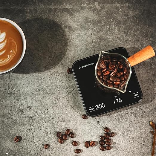 Mini Coffee Scale with Timer, 2kg/0.1g High Precision Scale for Espresso & Pour-Over, Portable Digital Kitchen Scale, 4 Modes & 3 Units, USB Charging, Tempered Glass Platform, Black