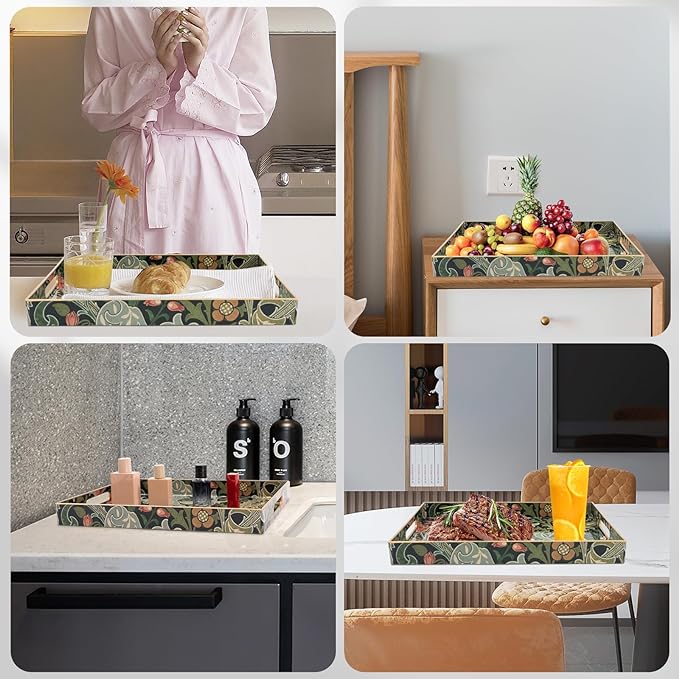 Coffee Table Trays, Serving Tray with Handles, Large Tray for Ottoman Coffee Table, Tray for Living Room Modern