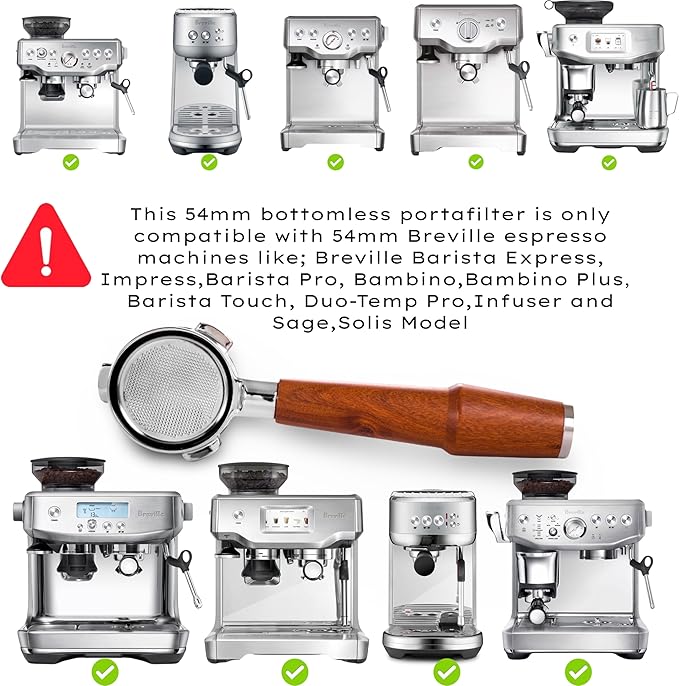 Breville Espresso Machine Accessories 5pcs Set 54mm Bottomless Portafilter, Spring Tamper 54mm, Distribution Tool, Knockbox with Tamper Station, and WDT Tool Set