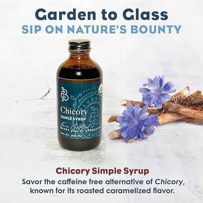 Bluestem Botanicals Organic Chicory Simple Syrup, 8 oz, Cocktail and Mocktail Mixer for Drinks, Non-Alcoholic
