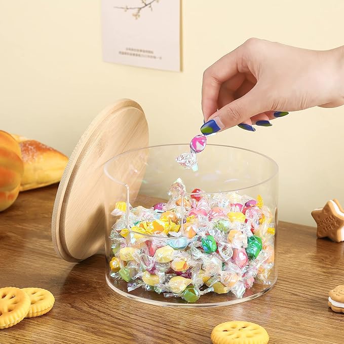 Qunclay Acrylic Coffee Filter Holder Reusable Clear Coffee Filter Storage Container Dispenser with Bamboo Lid for Counter Kitchen Accessories(Classic Style)