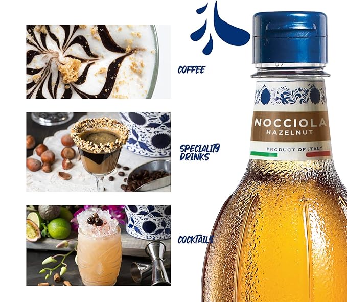 Fabbri Flavoring Syrup, Hazelnut, Made in Italy, 33.8 Ounce (1 Liter)