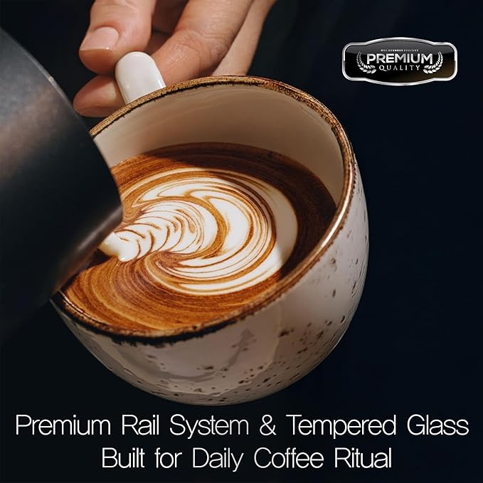 Coffee Pod Holder with Rail Drawer for Nespresso – 40 Pods Capacity for Nespresso Vertuoline & K-cups Capsule – Tempered Glass and Anti-Slip Base Metal Coffee Pods Organizer 16.14x11.81x3.94