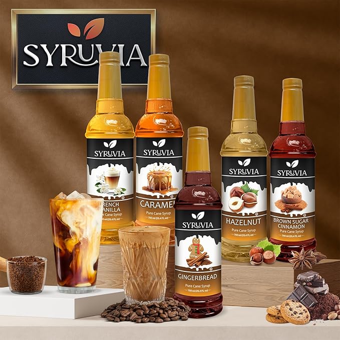 Syruvia Coffee Syrup, Irish Cream Flavored Syrup for Drinks, Lattes, and Desserts – 25.4 fl oz