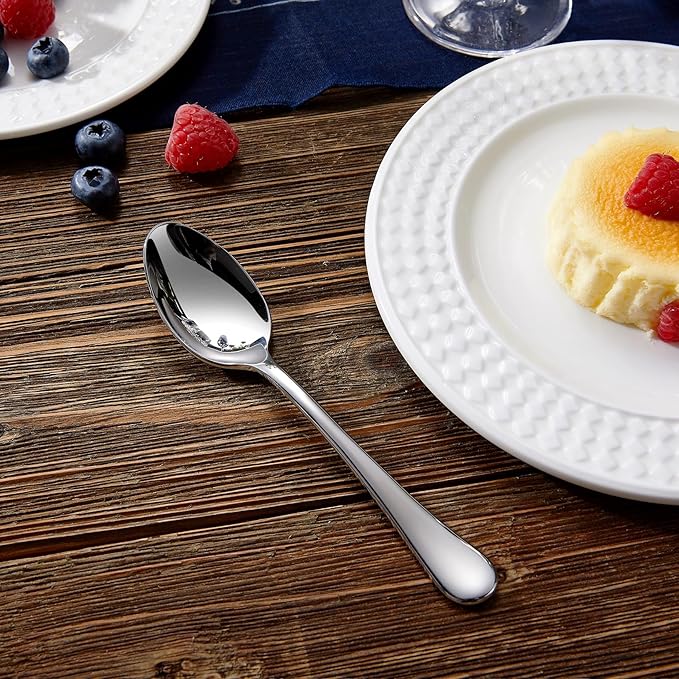 KEAWELL Premium Verona 8-Piece Spoon Set 7.6-Inch – 18/10 Stainless Steel, Heavy-Duty Mirror-Finished Flatware for Daily Meals, Hosting, and Special Occasions (8, Dinner Spoons)