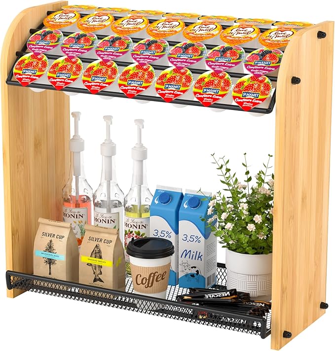 K Cup Holder Coffee Pod Organizer for Coffee Bar Accessories, K Cup Holders for Counter, Large Capacity K Cups Holder, Easy Assembly Coffee Station Organizer for Countertop (28 Coffee Pods At Least)