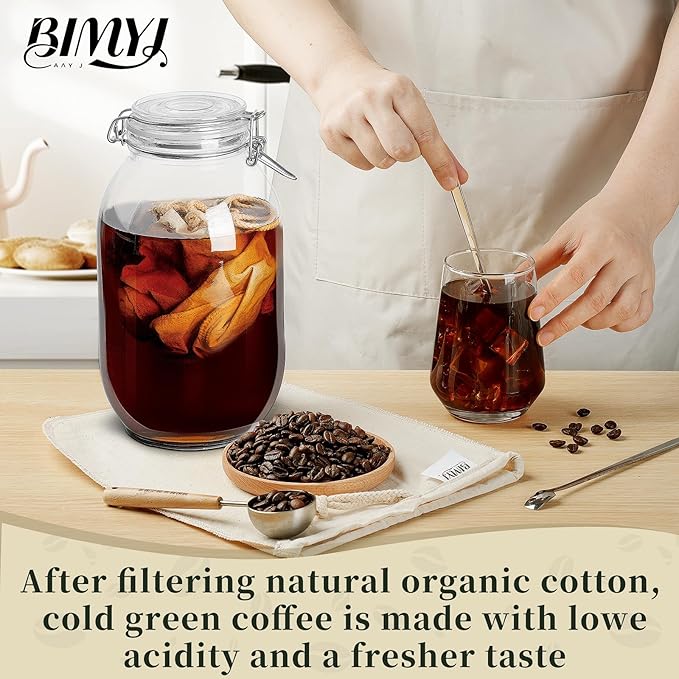 Reusable Cold Brew Bags & Cold Brew Coffee Bags Reusable - for Toddy Systems | 12.8 Inch Large 100% Natural Organic Cotton Cold Brew Filter Bags 2-Pack + 2 Bonus 304 Silver Spoons