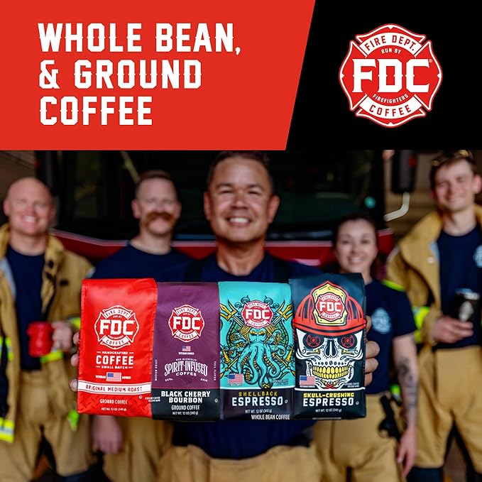 Fire Department Coffee - Gives Back to Firefighters - Marshmallow Brownie Ground Coffee - Roasted in the USA - Ground - Medium Roast - Veteran Owned 12 oz