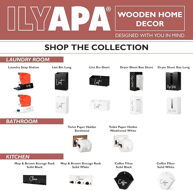 Ilyapa Wooden Cone Coffee Filter Holder, White Wall-Mounted Containers, Magnetic Farmhouse Style Coffee Filter Storage Organizer for Kitchen, Fridge, Bar