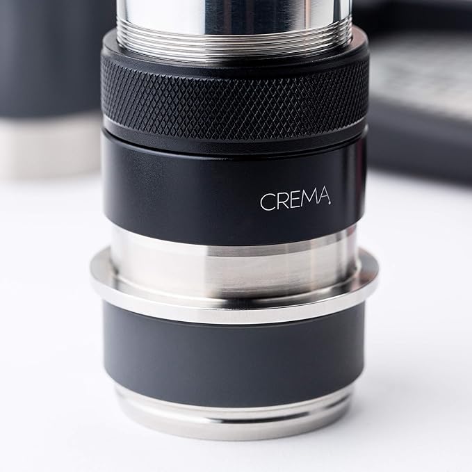 CREMA Coffee Products 46mm Hand Tamper & Coffee Distributor V2 | Compatible with Flair Pro and Pro 2 Portafilter | Double-Sided, Adjustable Depth Tool|Made with Durable 304 Stainless Steel| Silver