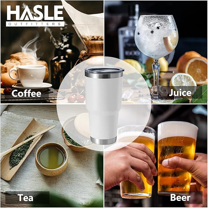 HASLE OUTFITTERS 30oz Stainless Steel Tumbler, Double Wall Vacuum Insulated Travel Mug Tumbler, Durable Insulated Coffee Mug, Gift Box Set (Glacier, 8