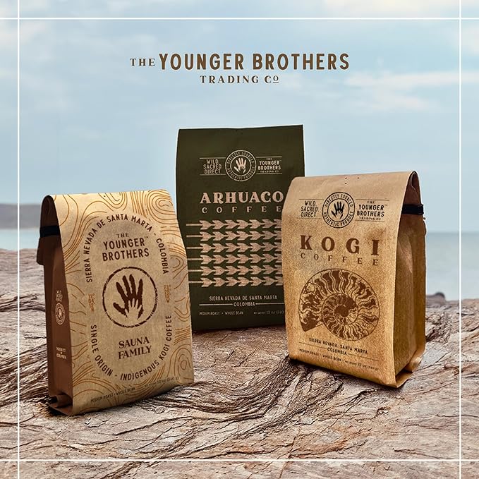 The Younger Brothers Trading Co. Kogi Coffee | Indigenous Wild Grown Whole Bean | Ethically Sourced Single Origin Colombian Coffee | Kogi Medium Roast, 12 Ounce (Pack of 5)
