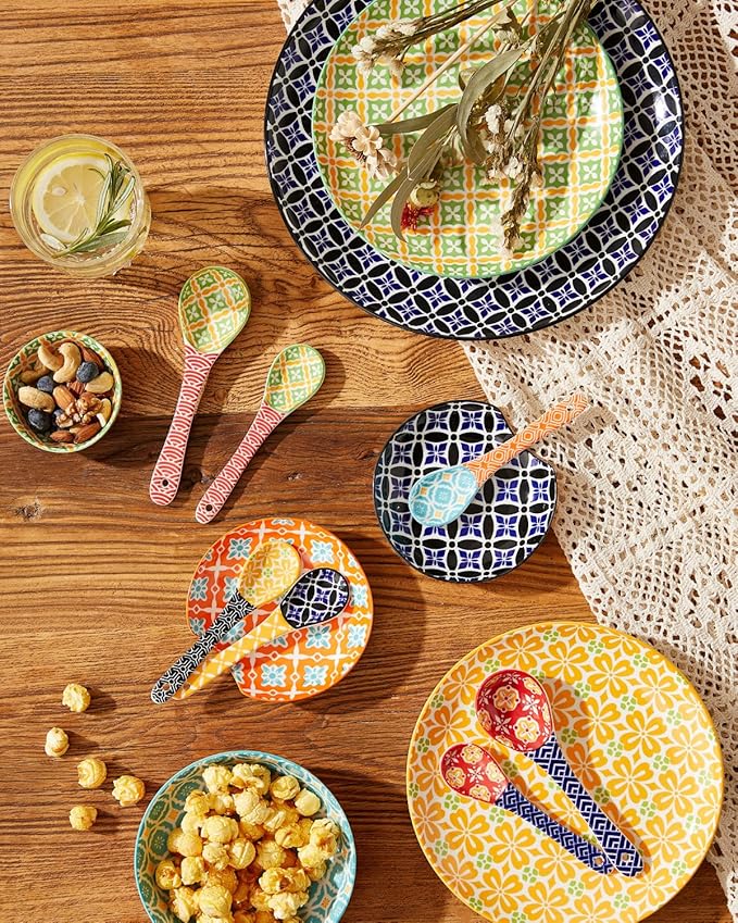 Ceramic Coffee Spoons, Colorful Teaspoons, Small Spoons for Espresso, Dessert, Tea, Stirring, Dishwasher & Microwave Safe, Assorted Colors, Set of 6