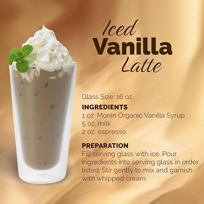 Monin - Organic Vanilla Syrup, Naturally Smooth Sweetness, Great for Coffee, Shakes, and Cocktails, Gluten-Free, Non-GMO (750 ml)