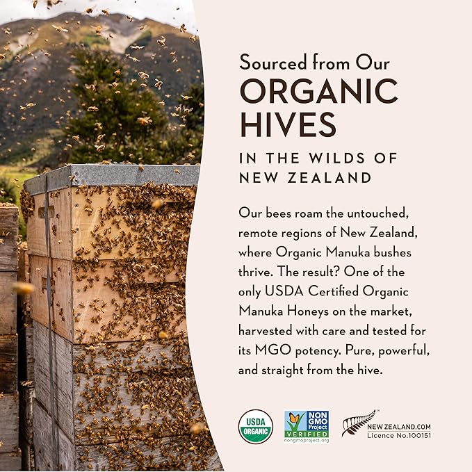 Wedderspoon Raw Premium USDA Certified Organic Manuka Honey, 50+ MGO, 8.8 Oz, Unpasteurized New Zealand Honey, From Our Hives to Your Home