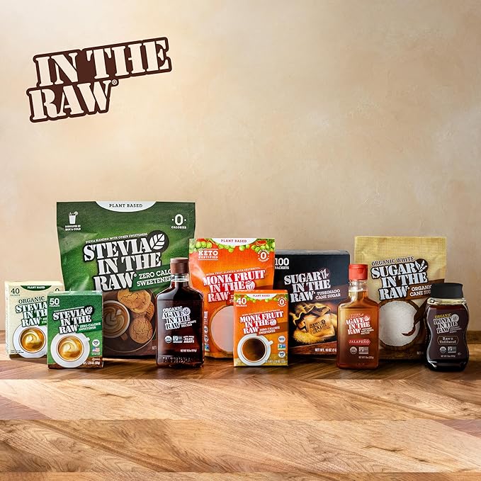 Sugar In The Raw Organic Granulated White Premium Cane Sugar, No Added Flavors or erythritol, Pure Natural Sweetener, Hot & Cold Drinks, Coffee, Tea Vegan, Gluten-Free, Non-GMO, Bulk Sugar, 250 ct packets (1-Pack)