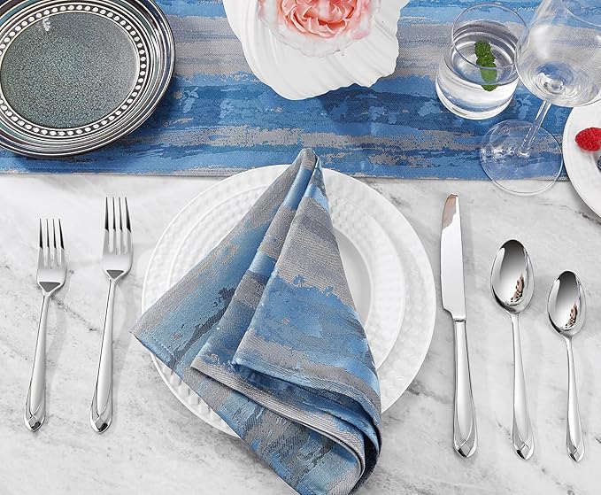 KEAWELL Premium Astra 4-Piece 6.4 inch Spoon Set – Mirror-Finished 18/10 Stainless Steel with Diamond-Faceted Handles Dishwasher Safe for Modern Dining (4, Teaspoons)