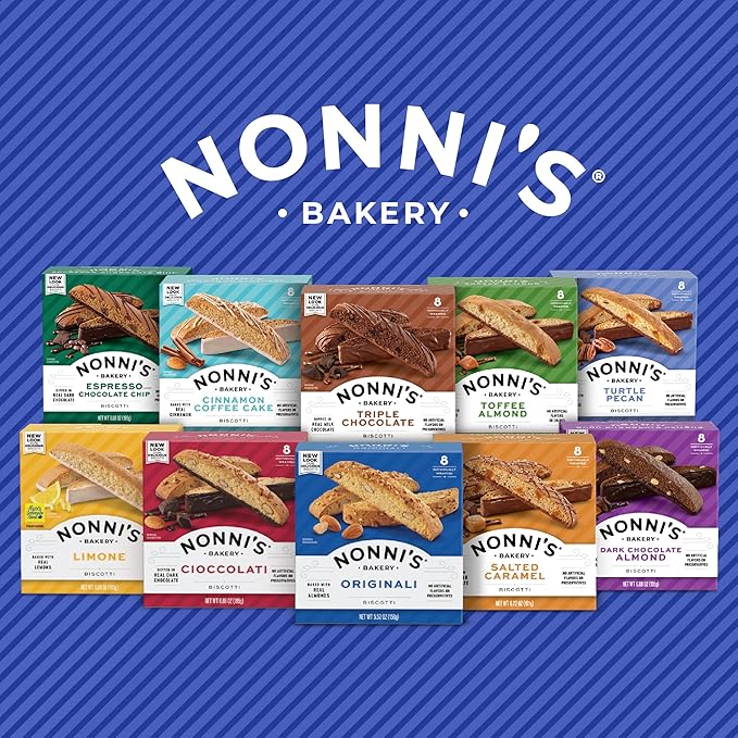 Nonni's Espresso Chocolate Chip Biscotti Cookies - Espresso Chocolate Chip Cookies - Biscotti Italian Cookies w/Dark Chocolate - Italian Biscotti Individually Wrapped Cookies - Kosher - 6.88 oz