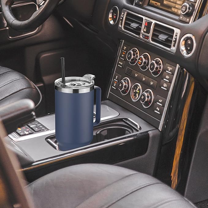 HASLE OUTFITTERS 40 oz Stainless Steel Tumbler with Handle, Vacuum Insulated Tumblers Bulk, Reusable Double Wall Travel Coffee Mug, Durable Powder Coated Water Bottle(Navy, 1)