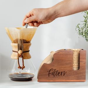 Acacia Wood Coffee Filter Holder - V60 Size 01 & 02 Cone Coffee Filters Storage Organizer, Disposable K-Cup Filter Holder, Coffee Bar Decor