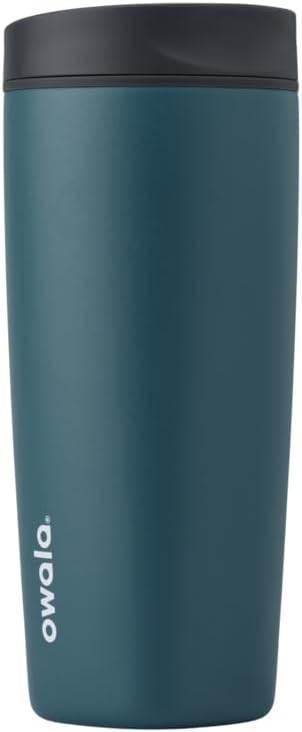 Owala SmoothSip Slider Insulated Stainless Steel Coffee Tumbler, Reusable Iced Coffee Cup, Hot Coffee Travel Mug, BPA Free 20 oz, Grey/Blue (High Dive) (Pack of 8)