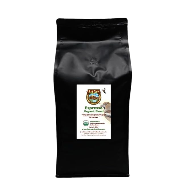 Low Acid Organic Coffee – Whole Bean, Mold-Free & Stomach Friendly by Java Planet, Espresso Blend Coffee, Dark Roast, Smooth Full Flavored, 5LB Bag