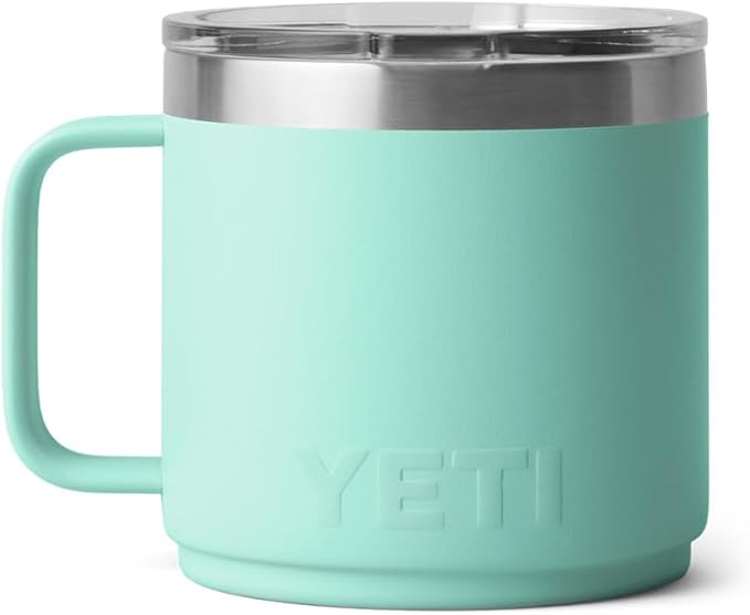 YETI Rambler 14 oz Ceramic Lined Stackable Mug, Vacuum Insulated, Stainless Steel with MagSlider Lid, Seafoam