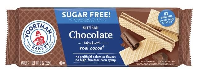 Voortman Bakery Sugar Free Wafers Bundle with Chocolate, Vanilla, Strawberry, Orange Creme, 9 Ounce (Pack of 4), and Make Your Day Bag Clip