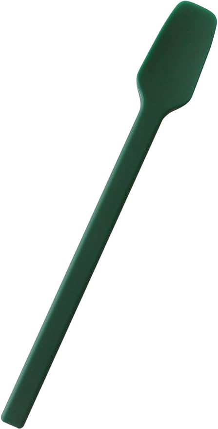 Carrotez Small Silicone Spoon, Mini Spatula, Small Spatulas for Kitchen Use, Spoonula, Perfect for Eating, Stirring, Spreading, 7.3", 1 pc - Deep Green