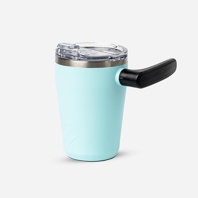 OUTSIDER Stainless Steel Vacuum Insulated Coffee Mug/Cup with Rotating Handle and Spill Proof Lid – Great Travel Tumbler for Outdoor, Home, Office – 17 ounces, Teal
