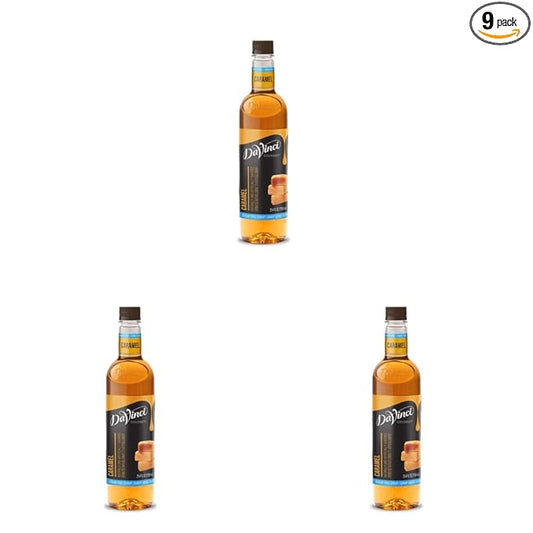 DaVinci Gourmet Sugar Free Caramel Syrup, 25.4 Ounce (Pack of 9)