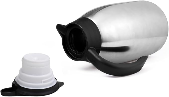 68oz Thermal Coffee Carafe, 2 Pack Airpot Insulated Coffee Urns Stainless Steel Vacuum Thermal Pot Dispenser for Coffee, Hot Water, Tea, Hot Beverage - Keep 12 Hours Hot, 24 Hours Cold (Silver, Black)