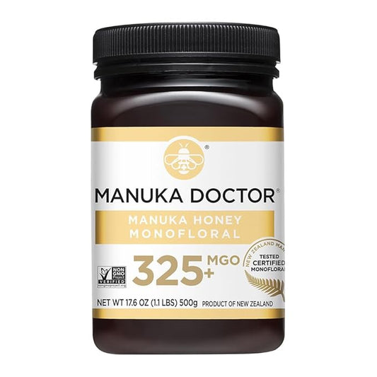 Manuka Doctor - MGO 325+ Manuka Honey Monofloral, 100% Pure New Zealand Honey. Certified. Guaranteed. Raw. Non-GMO (17.6 oz)