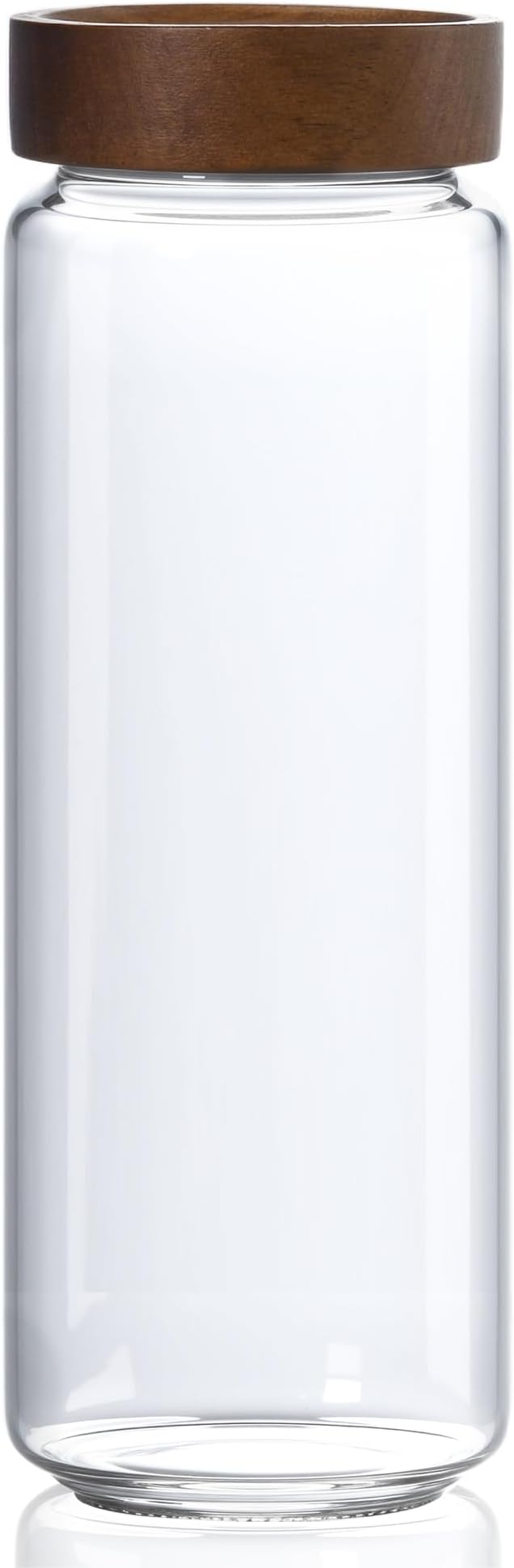 40 oz/1200 ml Glass Jar with Airtight Wooden Screw Top Lid, Clear Stackable Food Storage Canister, Large Tall Decorative Glass Container for Coffee, Candy, Cookie, Sugar, Oatmeal, Salt, Pasta