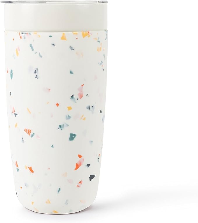 W&P Porter Insulated Tumbler 20 oz | No Metallic Aftertaste Ceramic Coated for Water, Coffee, & Tea | Wide Mouth Vacuum Insulated | Dishwasher Safe, Cream Terrazzo
