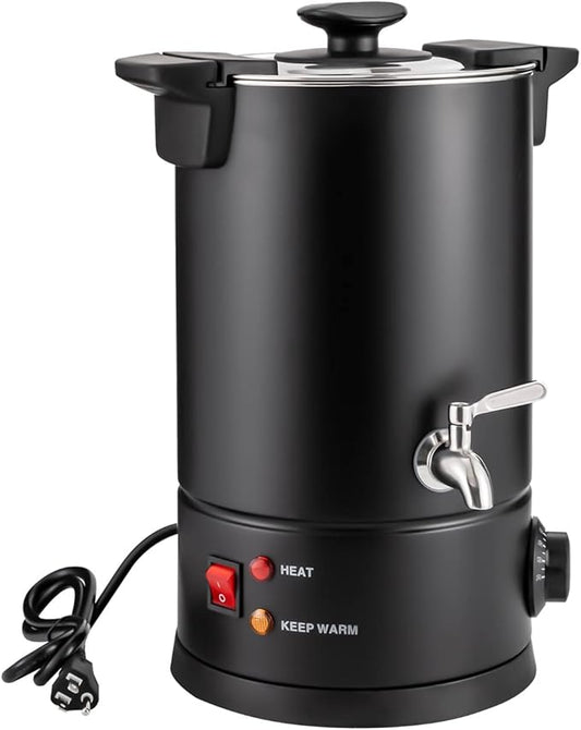 Commercial Coffee Maker,Stainless Steel Coffee Urn with Temperature Control, Coffee Maker Hot Water Urn for Catering (Black 1Kw 30 cups)