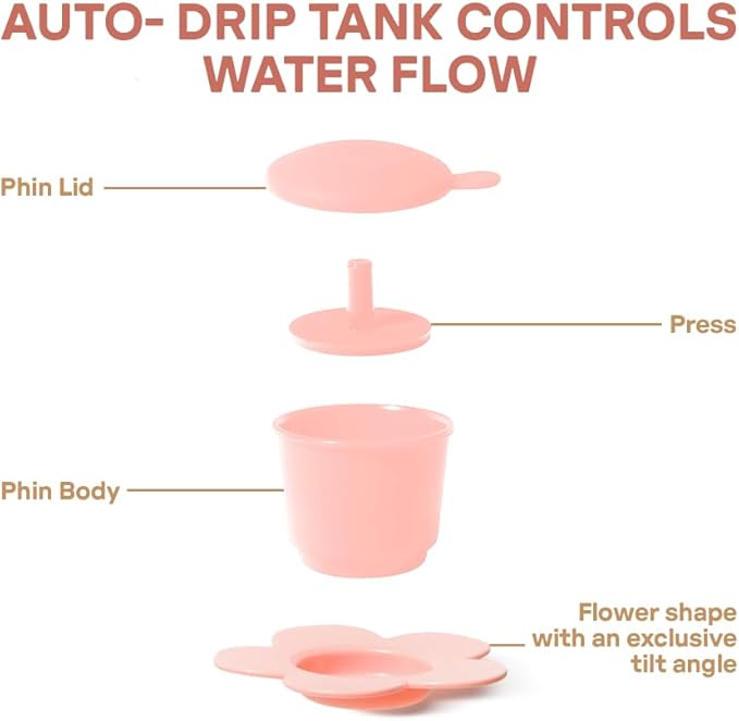 PHINOI Pour Over Coffee Dripper - Vietnamese Phin Filter – Single Cup Coffee Maker 1-2 Cup with Flower Design – Plastic Reusable Coffee Filter for Manual Brewing, Travel Friendly (Pink)