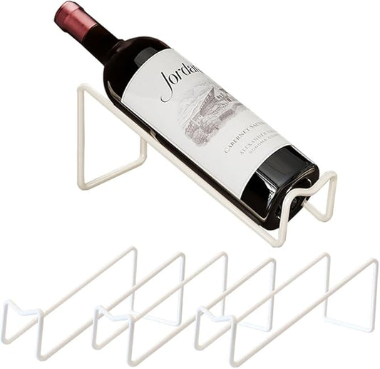 4 Pcs Metal Wine Rack Freestanding -Tabletop/ Countertop Wine Rack Holder - Wine Bottle Storage Rack, Party Wine Holder Stand, Unique Wine Gifts and Accessories for Wine Lovers (White)