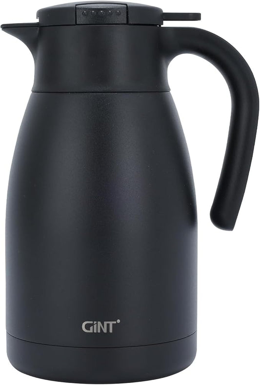 GiNT 51Oz Stainless Steel Thermal Coffee Carafe with Lid/Double Walled Vacuum Thermal Carafe / 12 Hour Heat Retention (Black, 1.5L)