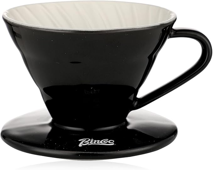 Bincoo Pour Over Coffee Dripper-Ceramic Coffee Dripper Pour Over Cone Coffee Maker Size 01,Portable Coffee Maker For for Home, Cafe, Restaurants (Black)