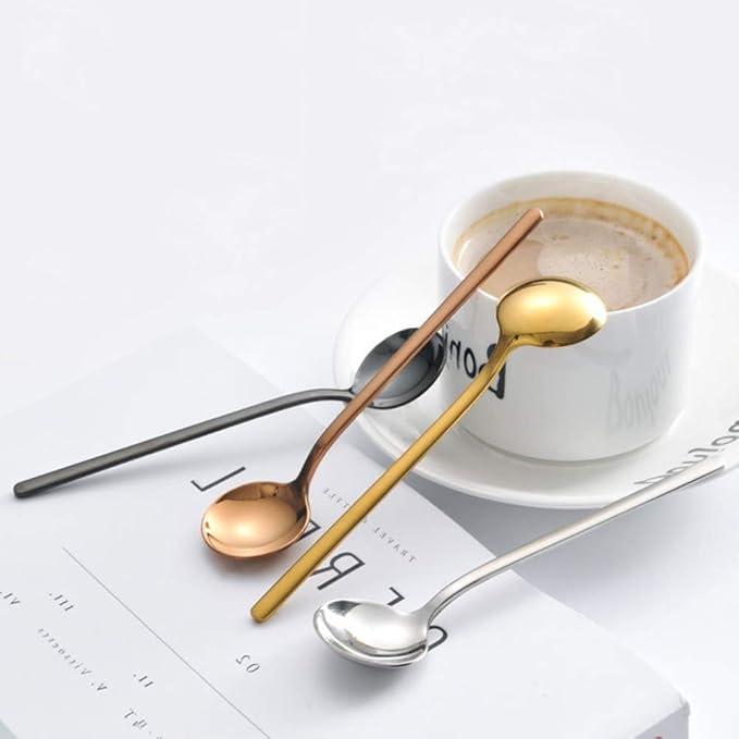 8-piece Mini Teaspoons Espresso Spoons Matte Silver Frosted Handle Stainless Steel Spoons for Tea Ice Cream Coffee Dessert Espresso Sugar Milk 5.3 Inches