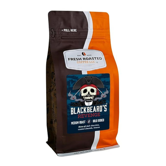 Fresh Roasted Coffee, Blackbeard's Revenge, 12 oz, Medium Roast, Kosher, Ground