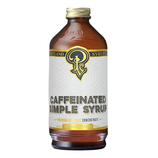 Portland Syrups - Caffeinated Simple Syrup - Premium Beverage Concentrate for a Boost of Clean Energy - Add to Soda, Cocktails, Tea, Coffee Drinks, and More - 12 oz with 24 Servings (Pack of 1)