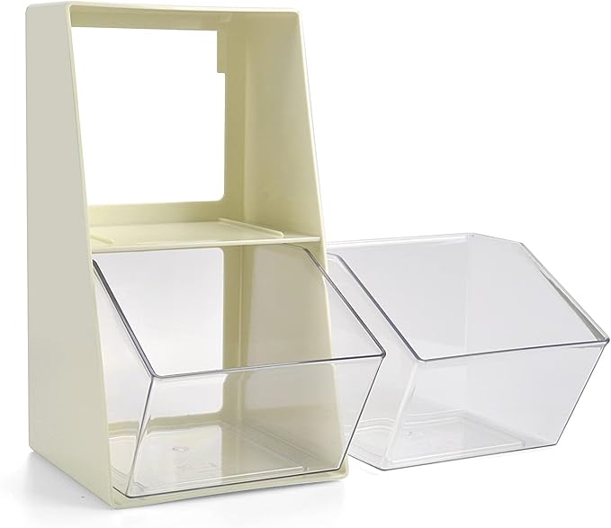 Acrylic Tea Bag & K Cup Organizer with 2 Transparent Drawers - Compact Multi-Use Storage for Coffee Pods, Sugar Packs - Kitchen & Office Counter Organizer - White