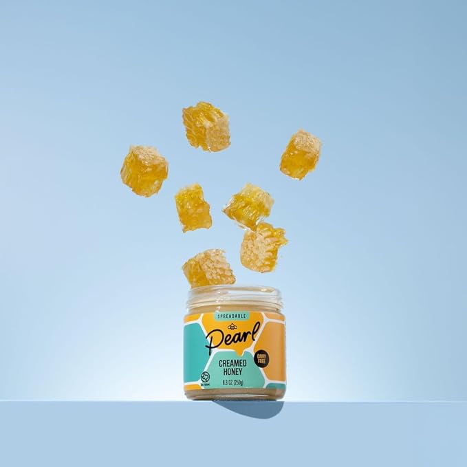 Pearl Honey Spreads - Plain & Unfiltered Creamed Raw Honey - Chemical Free, Dairy Free, Soy Free & 100% Natural Honey |8.8oz Jar