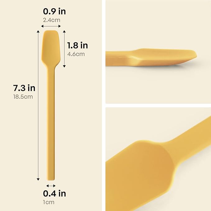 Carrotez Small Silicone Spoon, Mini Spatula, Small Spatulas for Kitchen Use, Spoonula, Perfect for Eating, Stirring, Spreading, 7.3", 1 pc - Mustard